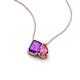 3 - Arika 1.05 ctw Emerald Shape Amethyst with Pear Shape Pink Tourmaline Toi Et Moi Women Pendant Necklace 