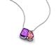 3 - Arika 1.05 ctw Emerald Shape Amethyst with Pear Shape Pink Tourmaline Toi Et Moi Women Pendant Necklace 