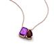 3 - Arika 1.15 ctw Emerald Shape Amethyst with Pear Shape Red Garnet Toi Et Moi Women Pendant Necklace 