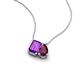 3 - Arika 1.15 ctw Emerald Shape Amethyst with Pear Shape Rhodolite Garnet Toi Et Moi Women Pendant Necklace 