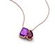 3 - Arika 1.15 ctw Emerald Shape Amethyst with Pear Shape Rhodolite Garnet Toi Et Moi Women Pendant Necklace 