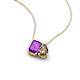 3 - Arika 0.95 ctw Emerald Shape Amethyst with Pear Shape Smoky Quartz Toi Et Moi Women Pendant Necklace 