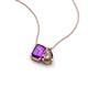 3 - Arika 0.95 ctw Emerald Shape Amethyst with Pear Shape Smoky Quartz Toi Et Moi Women Pendant Necklace 