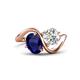 1 - Velona 2.55 ctw Oval Shape Created Blue Sapphire (8 x 6 mm) and IGI Certified Cushion Shape Lab Grown Diamond (6 mm) Women Toi Et Moi Wave Engagement Ring 