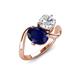 3 - Velona 2.55 ctw Oval Shape Created Blue Sapphire (8 x 6 mm) and IGI Certified Cushion Shape Lab Grown Diamond (6 mm) Women Toi Et Moi Wave Engagement Ring 