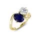 3 - Velona 2.55 ctw Oval Shape Created Blue Sapphire (8 x 6 mm) and IGI Certified Cushion Shape Lab Grown Diamond (6 mm) Women Toi Et Moi Wave Engagement Ring 