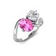 3 - Velona 2.55 ctw Oval Shape Created Pink Sapphire (8 x 6 mm) and IGI Certified Cushion Shape Lab Grown Diamond (6 mm) Women Toi Et Moi Wave Engagement Ring 