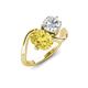 3 - Velona 2.55 ctw Oval Shape Created Yellow Sapphire (8 x 6 mm) and IGI Certified Cushion Shape Lab Grown Diamond (6 mm) Women Toi Et Moi Wave Engagement Ring 