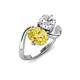 3 - Velona 2.55 ctw Oval Shape Created Yellow Sapphire (8 x 6 mm) and IGI Certified Cushion Shape Lab Grown Diamond (6 mm) Women Toi Et Moi Wave Engagement Ring 