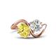 1 - Velona 2.55 ctw Oval Shape Created Yellow Sapphire (8 x 6 mm) and IGI Certified Cushion Shape Lab Grown Diamond (6 mm) Women Toi Et Moi Wave Engagement Ring 