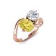 3 - Velona 2.55 ctw Oval Shape Created Yellow Sapphire (8 x 6 mm) and IGI Certified Cushion Shape Lab Grown Diamond (6 mm) Women Toi Et Moi Wave Engagement Ring 