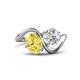 1 - Velona 2.55 ctw Oval Shape Created Yellow Sapphire (8 x 6 mm) and IGI Certified Cushion Shape Lab Grown Diamond (6 mm) Women Toi Et Moi Wave Engagement Ring 