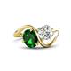 1 - Velona 2.25 ctw Oval Shape Created Emerald (8 x 6 mm) and IGI Certified Cushion Shape Lab Grown Diamond (6 mm) Women Toi Et Moi Wave Engagement Ring 