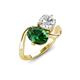 3 - Velona 2.25 ctw Oval Shape Created Emerald (8 x 6 mm) and IGI Certified Cushion Shape Lab Grown Diamond (6 mm) Women Toi Et Moi Wave Engagement Ring 