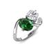 3 - Velona 2.25 ctw Oval Shape Created Emerald (8 x 6 mm) and IGI Certified Cushion Shape Lab Grown Diamond (6 mm) Women Toi Et Moi Wave Engagement Ring 