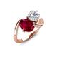3 - Velona 2.85 ctw Oval Shape Created Ruby (8 x 6 mm) and IGI Certified Cushion Shape Lab Grown Diamond (6 mm) Women Toi Et Moi Wave Engagement Ring 
