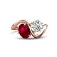 1 - Velona 2.85 ctw Oval Shape Created Ruby (8 x 6 mm) and IGI Certified Cushion Shape Lab Grown Diamond (6 mm) Women Toi Et Moi Wave Engagement Ring 