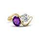 1 - Velona 2.45 ctw Oval Shape Amethyst (8 x 6 mm) and IGI Certified Cushion Shape Lab Grown Diamond (6 mm) Women Toi Et Moi Wave Engagement Ring 