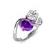 3 - Velona 2.45 ctw Oval Shape Amethyst (8 x 6 mm) and IGI Certified Cushion Shape Lab Grown Diamond (6 mm) Women Toi Et Moi Wave Engagement Ring 