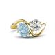 1 - Velona 2.60 ctw Oval Shape Aquamarine (8 x 6 mm) and IGI Certified Cushion Shape Lab Grown Diamond (6 mm) Women Toi Et Moi Wave Engagement Ring 