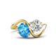 1 - Velona 2.85 ctw Oval Shape Blue Topaz (8 x 6 mm) and IGI Certified Cushion Shape Lab Grown Diamond (6 mm) Women Toi Et Moi Wave Engagement Ring 