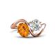 1 - Velona 2.45 ctw Oval Shape Citrine (8 x 6 mm) and IGI Certified Cushion Shape Lab Grown Diamond (6 mm) Women Toi Et Moi Wave Engagement Ring 