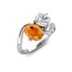 3 - Velona 2.45 ctw Oval Shape Citrine (8 x 6 mm) and IGI Certified Cushion Shape Lab Grown Diamond (6 mm) Women Toi Et Moi Wave Engagement Ring 