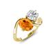 3 - Velona 2.45 ctw Oval Shape Citrine (8 x 6 mm) and IGI Certified Cushion Shape Lab Grown Diamond (6 mm) Women Toi Et Moi Wave Engagement Ring 