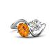 1 - Velona 2.45 ctw Oval Shape Citrine (8 x 6 mm) and IGI Certified Cushion Shape Lab Grown Diamond (6 mm) Women Toi Et Moi Wave Engagement Ring 