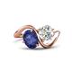 1 - Velona 2.35 ctw Oval Shape Iolite (8 x 6 mm) and IGI Certified Cushion Shape Lab Grown Diamond (6 mm) Women Toi Et Moi Wave Engagement Ring 