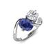 3 - Velona 2.35 ctw Oval Shape Iolite (8 x 6 mm) and IGI Certified Cushion Shape Lab Grown Diamond (6 mm) Women Toi Et Moi Wave Engagement Ring 