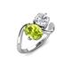 3 - Velona 2.60 ctw Oval Shape Peridot (8 x 6 mm) and IGI Certified Cushion Shape Lab Grown Diamond (6 mm) Women Toi Et Moi Wave Engagement Ring 