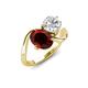 3 - Velona 2.75 ctw Oval Shape Red Garnet (8 x 6 mm) and IGI Certified Cushion Shape Lab Grown Diamond (6 mm) Women Toi Et Moi Wave Engagement Ring 