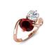 3 - Velona 2.75 ctw Oval Shape Red Garnet (8 x 6 mm) and IGI Certified Cushion Shape Lab Grown Diamond (6 mm) Women Toi Et Moi Wave Engagement Ring 