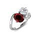 3 - Velona 2.75 ctw Oval Shape Red Garnet (8 x 6 mm) and IGI Certified Cushion Shape Lab Grown Diamond (6 mm) Women Toi Et Moi Wave Engagement Ring 
