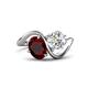 1 - Velona 2.75 ctw Oval Shape Red Garnet (8 x 6 mm) and IGI Certified Cushion Shape Lab Grown Diamond (6 mm) Women Toi Et Moi Wave Engagement Ring 