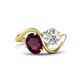 1 - Velona 2.90 ctw Oval Shape Rhodolite Garnet (8 x 6 mm) and IGI Certified Cushion Shape Lab Grown Diamond (6 mm) Women Toi Et Moi Wave Engagement Ring 