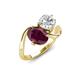3 - Velona 2.90 ctw Oval Shape Rhodolite Garnet (8 x 6 mm) and IGI Certified Cushion Shape Lab Grown Diamond (6 mm) Women Toi Et Moi Wave Engagement Ring 