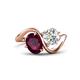 1 - Velona 2.90 ctw Oval Shape Rhodolite Garnet (8 x 6 mm) and IGI Certified Cushion Shape Lab Grown Diamond (6 mm) Women Toi Et Moi Wave Engagement Ring 
