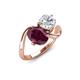3 - Velona 2.90 ctw Oval Shape Rhodolite Garnet (8 x 6 mm) and IGI Certified Cushion Shape Lab Grown Diamond (6 mm) Women Toi Et Moi Wave Engagement Ring 