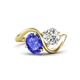 1 - Velona 2.60 ctw Oval Shape Tanzanite (8 x 6 mm) and IGI Certified Cushion Shape Lab Grown Diamond (6 mm) Women Toi Et Moi Wave Engagement Ring 