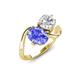 3 - Velona 2.60 ctw Oval Shape Tanzanite (8 x 6 mm) and IGI Certified Cushion Shape Lab Grown Diamond (6 mm) Women Toi Et Moi Wave Engagement Ring 