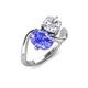 3 - Velona 2.60 ctw Oval Shape Tanzanite (8 x 6 mm) and IGI Certified Cushion Shape Lab Grown Diamond (6 mm) Women Toi Et Moi Wave Engagement Ring 