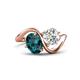 1 - Velona 2.85 ctw Oval Shape London Blue Topaz (8 x 6 mm) and IGI Certified Cushion Shape Lab Grown Diamond (6 mm) Women Toi Et Moi Wave Engagement Ring 
