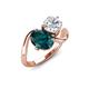 3 - Velona 2.85 ctw Oval Shape London Blue Topaz (8 x 6 mm) and IGI Certified Cushion Shape Lab Grown Diamond (6 mm) Women Toi Et Moi Wave Engagement Ring 