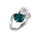 3 - Velona 2.85 ctw Oval Shape London Blue Topaz (8 x 6 mm) and IGI Certified Cushion Shape Lab Grown Diamond (6 mm) Women Toi Et Moi Wave Engagement Ring 