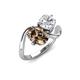 3 - Velona 2.50 ctw Oval Shape Smoky Quartz (8 x 6 mm) and IGI Certified Cushion Shape Lab Grown Diamond (6 mm) Women Toi Et Moi Wave Engagement Ring 