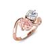 3 - Velona 2.38 ctw Oval Shape Morganite (8 x 6 mm) and IGI Certified Cushion Shape Lab Grown Diamond (6 mm) Women Toi Et Moi Wave Engagement Ring 