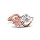 1 - Velona 2.38 ctw Oval Shape Morganite (8 x 6 mm) and IGI Certified Cushion Shape Lab Grown Diamond (6 mm) Women Toi Et Moi Wave Engagement Ring 