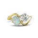 1 - Velona 2.02 ctw Oval Shape Opal (8 x 6 mm) and IGI Certified Cushion Shape Lab Grown Diamond (6 mm) Women Toi Et Moi Wave Engagement Ring 